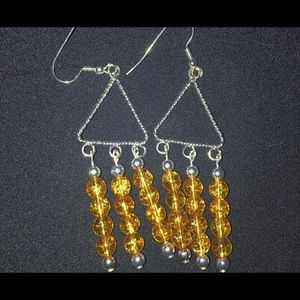 handmade golden triangle earrings